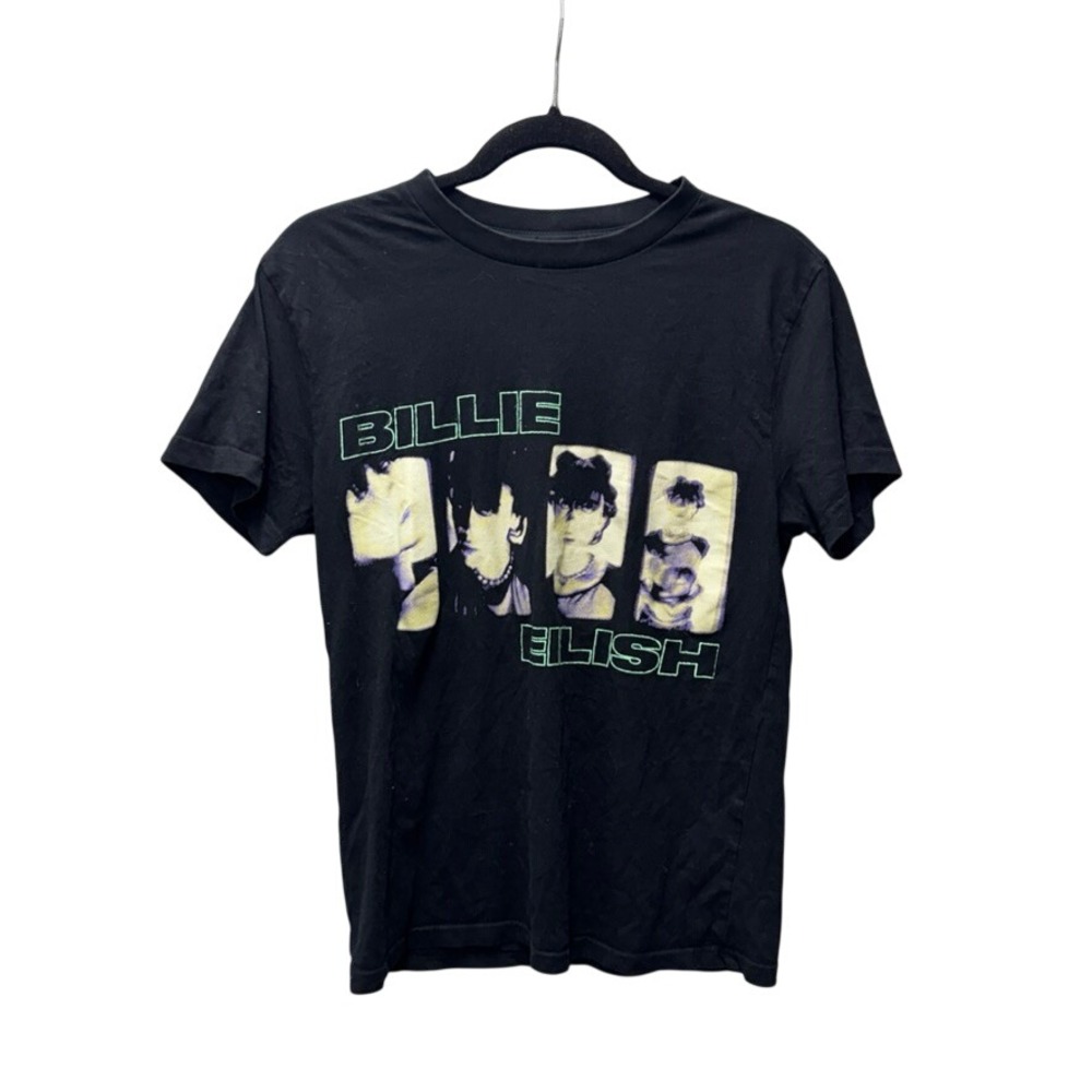 Billie Eilish Graphic T-Shirt Black Cotton Short Sleeve Crew Neck Small 2024